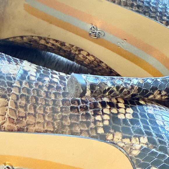 SAM EDELMAN Womans Brown Snakeskin Hazel Stiletto Slip on Leather Pumps 7.5 - Picture 11 of 16